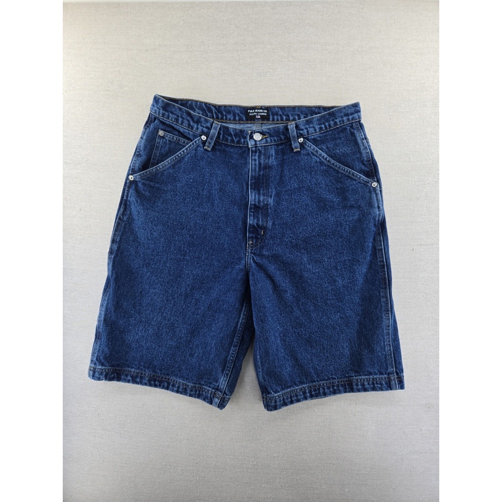 Vintage Polo Jeans Co Ralph Lauren Mens Denim Baggy Carpenter Shorts Blue 34